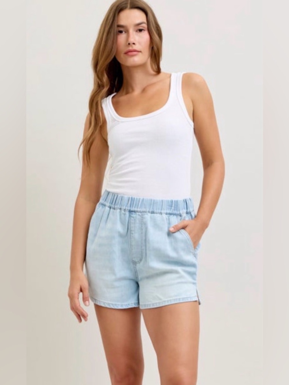 NEW- TRENDY JUDY BLUE High Waist Featherweight Boxer Shorts